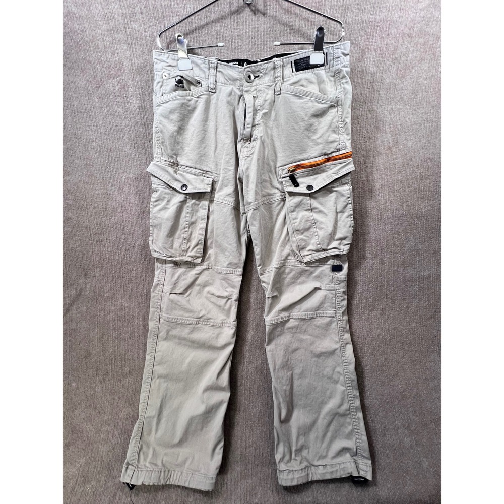 G-Star RAW Rackam Cargo Pants Khaki Straight Tapered Cuffed 36x30 Mens Workwear
